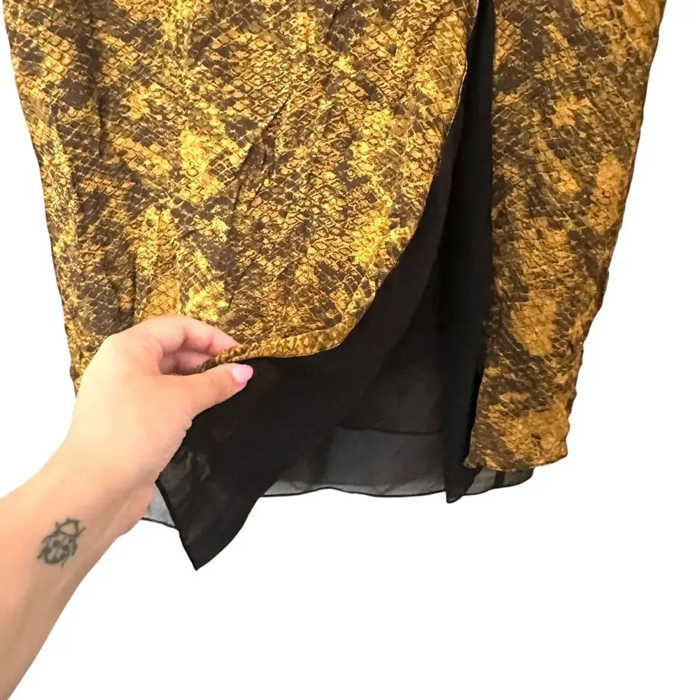 SAYLOR Snake Print Midi Skirt‎ Yellow Medium